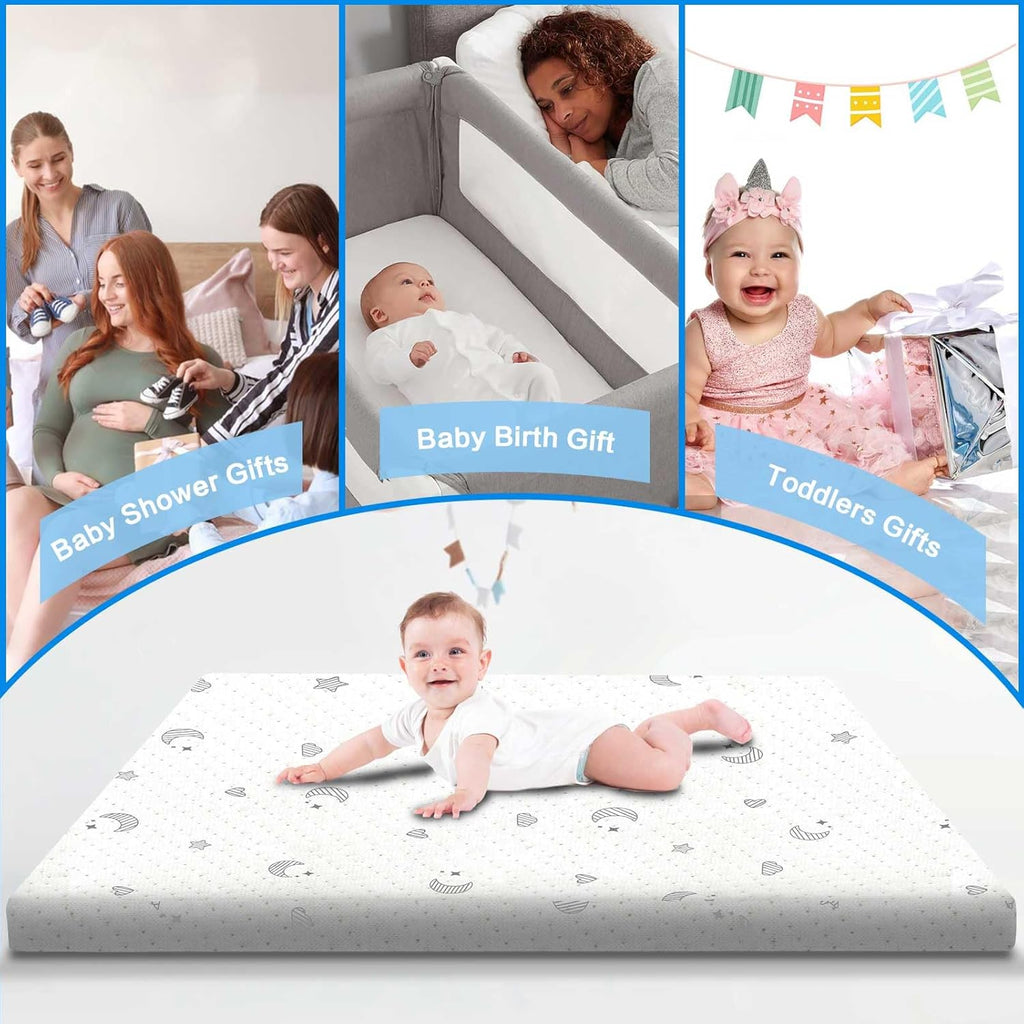 SnugSafe Pack and Play Mattress Pad (38"x26"x1.8") with Carry Bag, Waterproof Pack n Play Mattresses Pad with Soft Anti-Slip Washable Breathable Cover, Portable Playpen Mattress, 1.8" Thick